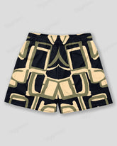 Plus Size Men's Black And Green Color-block Geometric Print Sports Mesh Quick-dry Shorts